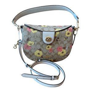 Coach Ella Hobo In Signature Canvas With Floral Cluster Print NWT